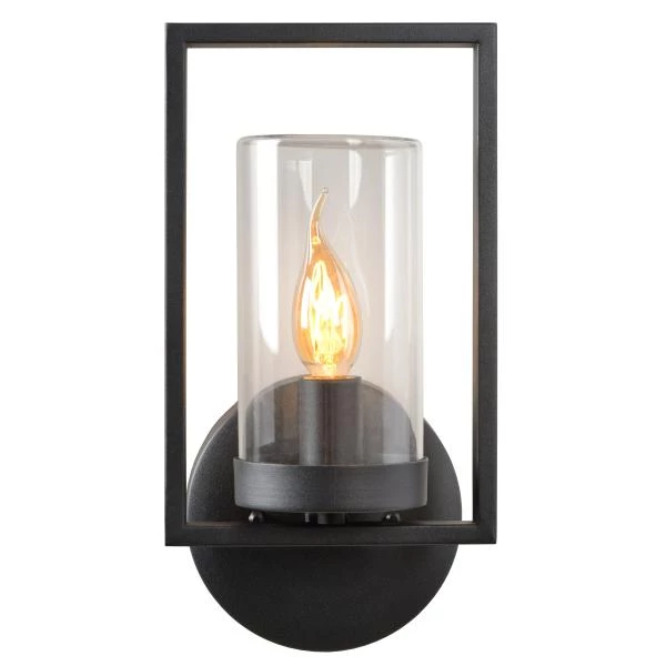 Lucide NISPEN - Wall light Indoor/Outdoor - 1xE14 - IP44 - Black - detail 1